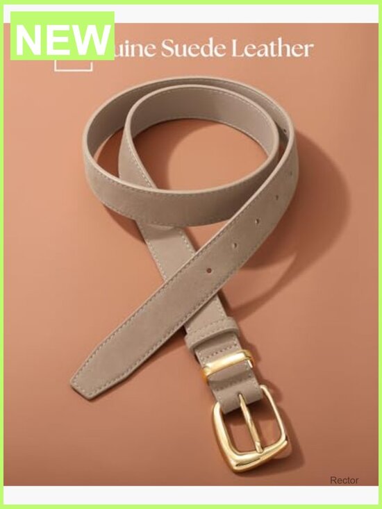 Vintage Suede Leather Belt Gold Buckle Women Waist Belt 1in Wide Belts main image 6